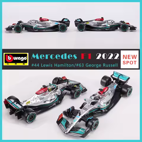 Bburago 1:43 Mercedes-AMG Benz F1 W13 44# 63# Race Car Alloy Simulation Model Of Automobile Hardcove