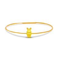 TAKA Jewellery 999 Pure Gold Rabbit Pendant with Cord Bracelet SuoBao