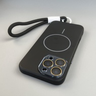 【With lanyards/Silicone soft case/with Crystal lens film/Black】Compatible case for iPhone 11 12 13 1