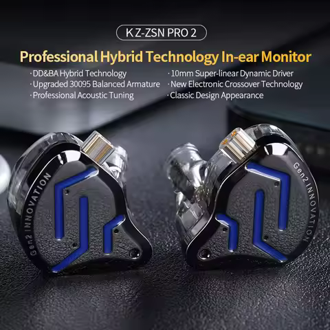 KZ ZSN PRO 2 In Ear Loop Iron Hifi Sound Quality Wired Earphones Support DIY Cable Replacement