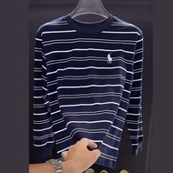 3Z4H1 Ralph Lauren New Style 2025 Men's Long-Sleeved Striped T-Shirt Round Neck Sweatshirt Trendy Al