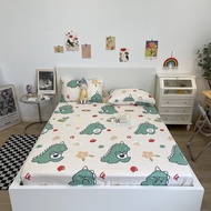 SunnySunny 2022 NEW Fitted Bedsheet Cute Cartoon Fitted Sheet Dinosaur Pattern Bed Cover Single/Queen/King Size Bedsheets Soft Mattress Protector