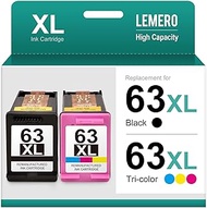 63XL LEMERO Remanufactured Ink Cartridge Replacement for HP 63 63XL for OfficeJet 4650 3830 5258 Envy 4520 DeskJet 2130 Printer( Black, Color, 2 Pack)