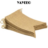 YAYEEO Jute Hessian Flag Garland, 4. Length Triangular Shape Burlap Pennant Banner, DIY 15 Pack Hess