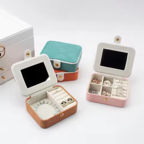 Luxury Leather Jewelry Storage Box mMni Portable Organizer Boxes Jewelry Organizer Case For Ring Ear