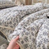 HIGH DURABILITY BAMBOO FIBER COTTON BEDDING COVER SET VINTAGE DESIGN WITH LACE EDGE | CLOUD bedding