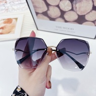 KY&amp;P28505Retro Square Frame Harajuku Style Polygon Ladies Decoration round Face Polygon Trimming Sunglasses Ocean DYHF