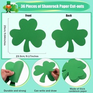MixTeach 36 Pcs Large St. Patrick's Day Shamrocks Cutouts 9.8 x 9.2'' Paper Shamrock Clover Cut-Outs
