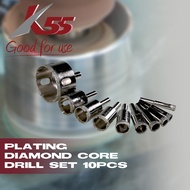 K55 Mata Bor Kaca Keramik Holesaw Set 8-50mm 10pcs Ubin Fiber Glass Plastik Kayu MDF Tipleks Alumini