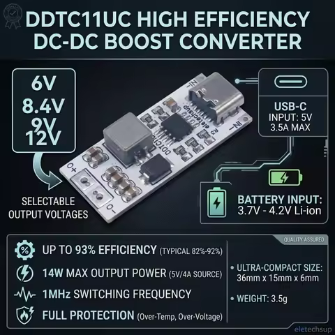 14W Type-C USB DC 5V to 6V 8.4V 9V 12V Boost Converter Step-Up Power Module Voltage Regulator for Ar