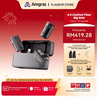 Amgras SoundMeta XTS Wireless Microphone Mobile Phone Camera Vlog/Live Lavalier Dual Noise Cancellin