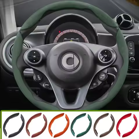 Suitable for Smart Anti-Slip Buckle Segmented Suede Steering Wheel Cover Suitable for Fortwo 451 450