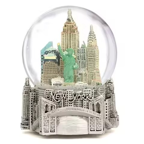 Silver Musical New York City Snow Globe 5.5 Inch NYC Snow Globes