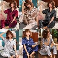 Korean Silk Terno Pajama Plain for Women Sleepwear