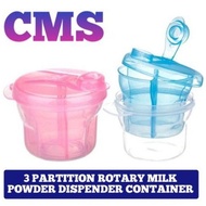 C001 3 PARTITION ROTARY MILK POWDER DISPENDER CONTAINER