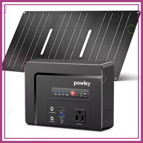 100W Solar Generator with 30W Panel, 97Wh Portable Power Station, Fast Charging AC Outlet for Campin