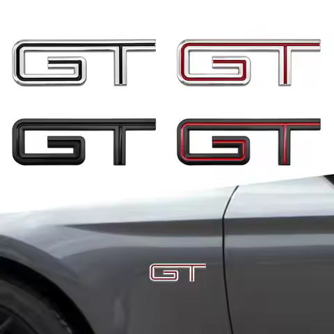 GT Logo 3D Chrome Metal Car Rear Trunk Logo Decal Badge Sticker For Ford Mustang Shelby GT GT500 GT3