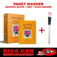 [COD] PAKET MASKER HANASUI NATURGO BLACK PEEL OFF 1 BOX FREE KUAS MASKER