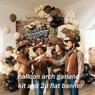 79pcs Western Style Latex Balloon Arch Set, Featuring Retro Colors Such As Brown And Black, As Well