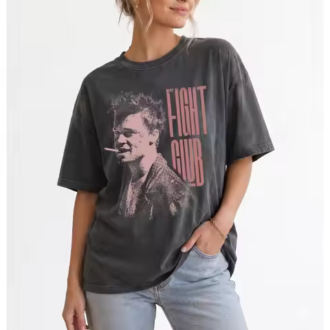 Retro Fight Club T-shirt, Featuring Brad Pitt As Taylor Dayton's T-shirt for Women, Summer New Unise