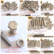 Stainless Steel Hex Nut Bolts M6x15, M6x20, M6x25, M6x30, M6x40, M6x50 SUS 304 / Length 1.5 cm to 5 