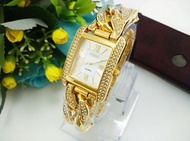 Jam Tangan Wanita / Cewe Guess New Kepang Kotak Gold