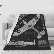 Spitfire Hawker Hurricane Blanket Warm Fleece Soft Flannel Fighter Plane WW2 War Pilot Aircraft Airp