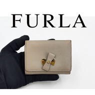 original FURLA ribbon tri fold full leather small wallet