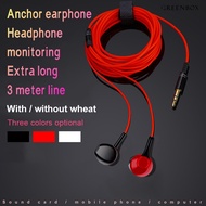 Greenbox 3-Meter Cable 3.5mm Plug Bass Wired Earphone Broadcast Live Monitoring Headset