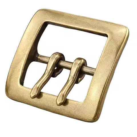 Belt Buckle 40mm Retro Brass Double Tongue Pin Belt Buckle For Men Belt DIY Accessories Leather Craf
