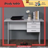 Ready stock😘EWJ1013 Writing Table/With 3Drawer 1 Locker/Full White/Meja Tulis Putih