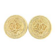 全新 ▲香奈兒 Vintage 94A GP Coco Mark 圓形耳環（一對）金色，法國製造，女士款，附原廠盒