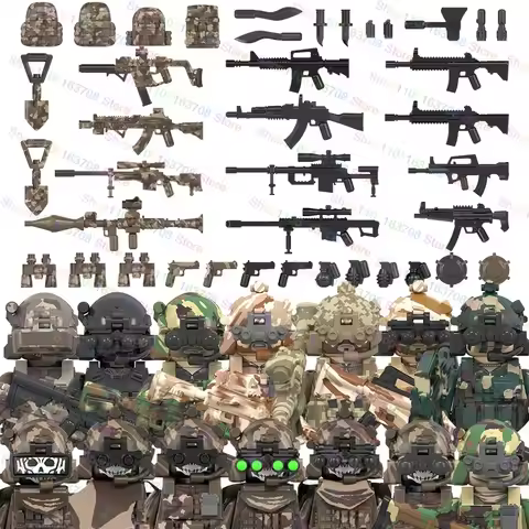 MOC Military Soldiers Action Figures Dolls Building Block Accessories Model Assembly Toys Halloween