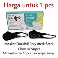Masker duckbill merk Stark 1 box isi 50pcs/masker 3ply warna Hitam