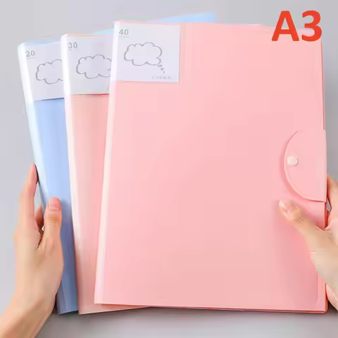 A3 20/30/40 Pocket File Folder Picture Album Document Bag 8k File Folder Art Work Collection Organiz