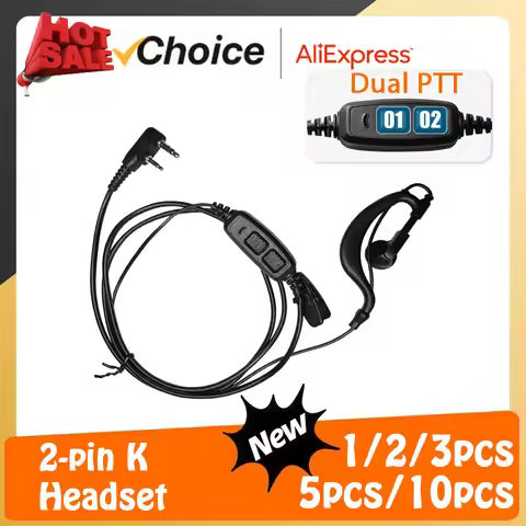 Dual PTT MIC Headset for BaoFeng Walkie Talkie UV-82 UV-82HP UV-82X UV82 UV-82L UV-8D GT-5 V2+ Radio