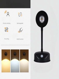 1入usb Type-c充電式人體感應夜燈,led射燈日落氛圍燈,適用於臥室壁畫客廳室內燈飾