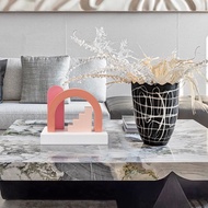 Rzone Modern Simple Geometric Building Blocks Puzzle Puzzle Pattern Decoration Model Room Building B