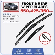 For MAZDA 2 MK3 DJ 2014-2023 MAZDA2 Demio MK4 Front And Rear Wiper Blade Glass Accessories 2018 2016