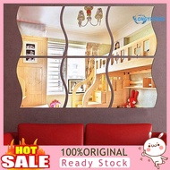 [LISI]  6Pcs Wall Sticker Removable 3D Decoration Mirror Effect DIY Mirror Wall Sticker for Home