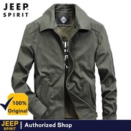 Jeep Spirit แจ็คเก็ตคอโปโลผู้ชายโค้ทคาร์ดิแกนแบบมีซิปลำลอง