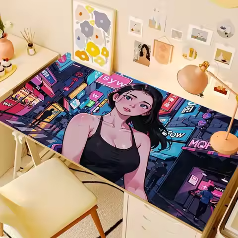 Tokyo Street Scene Large Gaming Mouse Pad, Non-Slip Stitched Edge PC Laptop Keyboard Mat