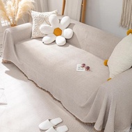 Woven Cotton Sofa Cover Blanket Solid Color Non-slip Sofa Towel for Living Room Furniture Decor Tape