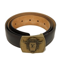 LOUIS VUITTON Louis Vuitton Ceinture Exon 35MM LV Logo Emblem Crest Buckle Braun 95/38 Utah Cafe Bel