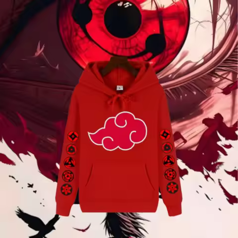2025 Naruto Hoodie Uchiha Sharingan Printed Spring and Autumn Long Sleeve Sweatshirt Versatile Simpl