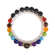 8mm Seven chakra bracelet   Lava Stone with 7 Chakra Obsidian with 7 Chakra Healing Bracelet Yoga Br