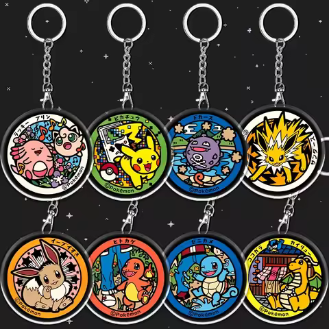 12cm Pokemon Things Acrylic Transparent Keychain Jigglypuff Eevee Student Backpack Pendant Anime Acc