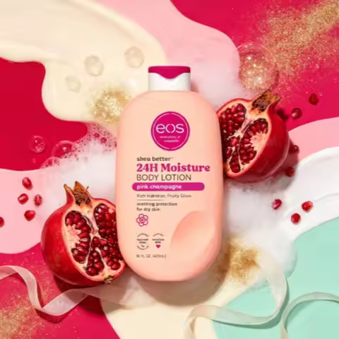 16 fl oz eos Shea Better Body Lotion, Pink Champagne, Perfect for Dry Skin. This daily moisturizer r