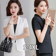 【S-4XL】2022 New Product Women Short Sleeve Blazer Coat Ladies Korean Version Blazer Jacket Female Feminine Blazer Femme White Black Blazer Summer Plus Size S-4XL