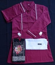 tunik set santri ( satu set atasan sarung dan jilbab polos)